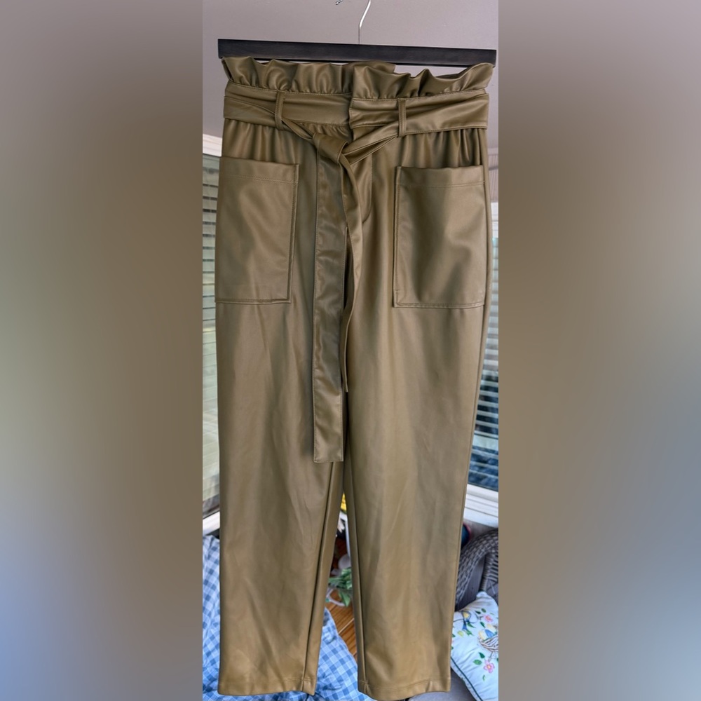 Who What Wear Paperbag Waist Faux Leather Pants - Picture 2 of 11